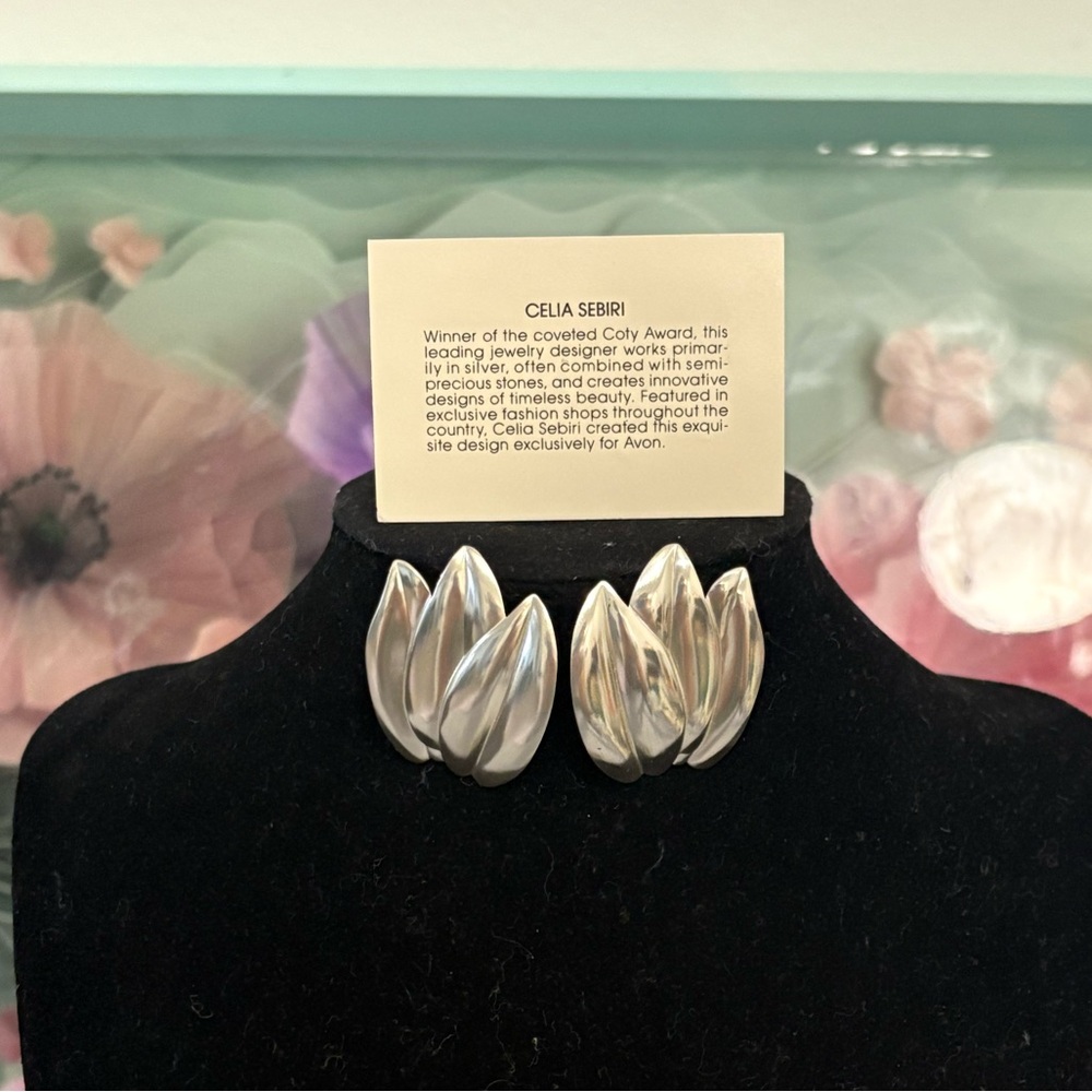 Celia Sebiri for Avon Sterling Silver Tulip Pierced Earrings 1987 Signed